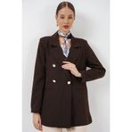 Bigdart Kadın Kruvaze Yaka Blazer Ceket 0722 - Kahverengi