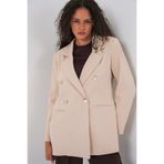 Bigdart Kadın Kruvaze Yaka Blazer Ceket 0722 - Krem