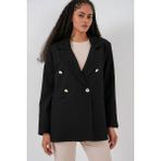 Bigdart Kadın Kruvaze Yaka Blazer Ceket 0722 - Siyah - 40
