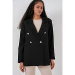 Bigdart Kadın Kruvaze Yaka Blazer Ceket 0722 - Siyah - 42