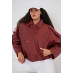 Bigdart Kadın Oversize Deri Ceket 1055 - Kiremit - 42