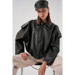 Bigdart Kadın Oversize Deri Ceket 1055 - Siyah