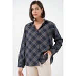 Bigdart Kadın Oversize Desenli Gömlek 20372 - Lacivert - 40