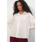 Bigdart Kadın Oversize Desenli Gömlek 20379 - Beyaz - 40