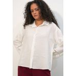 Bigdart Kadın Oversize Desenli Gömlek 20379 - Beyaz - 42