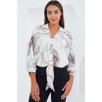 Bigdart Kadın Oversize Dökümlü Crop Saten Gömlek 906 - Kahverengi - 40