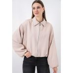 Bigdart Kadın Oversize Fermuarlı Ceket 0735 - Krem - 38