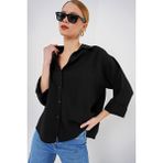 Bigdart Kadın Oversize Kısa Kol Gömlek 20315 - Beyaz