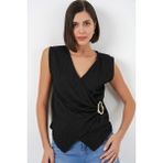 Bigdart Kadın Sıfır Kol Örme Bluz 988 - Siyah - 36