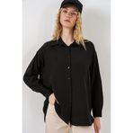 Bigdart Kadın Uzun Oversize Gömlek 20334 - Siyah