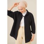 Bigdart Oversize Basic Tesettür Gömlek - Siyah Düz Desenli Günlük Stil Kadın Giyim - 44