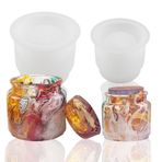 BIGEBO Kavanoz reçine kalıpları silikon, 2 adet küçük silikon kavanoz kalıpları reçine için kapaklı DIY şeker kabı saksı aracı mumluk zanaat yapmak