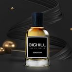 Bighill Sensation Eau de Parfüm, Karmaşık Yapı, Bergamot, Limon, Mandalina, Pembe Biber, Karabiber, Tarçın, Sardunya, Gül, Yasemin, Amber, Misk, Benzoin, Vanilya, Guaiac Ağacı, Sedir Ağacı