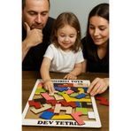 Bigibigi Dev Ahşap Tetris Aile Oyunu (30x40 cm)- Montessori Egitici Zeka Geliştirici Renkli Yapboz (3mm MDF)