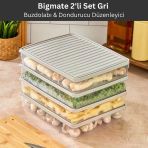 Bigmate 2'li Şeffaf Saklama Kabı 2x2,5 Lt BGMT2225 Mikrodalga Buzdolabı ve Dondurucu Uyumlu Düzenleyici - Gri