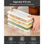 bigmate 4'lü Şeffaf Saklama Kabı Beyaz 4x1 Lt BGMT1515 Mikrodalga Buzdolabı ve Dondurucu Uyumlu Düze