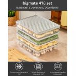 Bigmate BGMT2525 4'lü Şeffaf Saklama Kabı 4x2,5 Lt Mikrodalga Buzdolabı ve Dondurucu Uyumlu düzenleyici - Gri