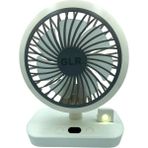Bigmate HR002 Beyaz Mini Masa Fanı Taşınabilir Serinletici Işıklı Şarjlı 4 Kademeli Döner Başlıklı Vantilatör