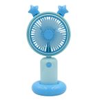 Bigmate YM88178 Mavi Mini El Fanı Taşınabilir Serinletici Işıklı Şarjlı 2 Kademeli Hız Ayarı Vantilatör
