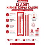 Bigpoint 12 Adet Kopya Kalemi ( Yeşil - Mavi -Kırmızı )