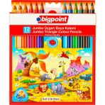 Bigpoint 12 Renk Jumbo Üçgen Kuru Boya Kalemi 12'li Stand Çocuklar İçin Dayanıklı ve Güvenli