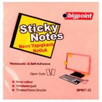 Bigpoint 75x75 mm Neon Pembe Yapışkanlı Not Kağıdı