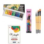 Bigpoint Akrilik Boya Seti 12ML Tüp x 12 Renk + Vox 300GR A5 Defter + Pebeo 4'lü Fırça Seti