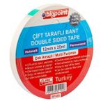 Bigpoint | Çift Taraflı Hotmelt Bant, 12 mm x 25 M, Tüm Yüzeyler Için Ideal - Beyaz - Çift Taraflı Bant