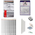 Bigpoint Eskiz Başlangıç Seti 4 + Dereceli Kalem + A5 Defter + Dağıtıcı Set + Silgi + Açacak + Hamur Silgi - Karışık-Çok Renkli - standart