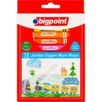 Bigpoint Jumbo Üçgen Mum Boya 12 Renk - 12'li - Çok Renkli