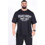 Bigsize - R.r. Quality 2805 Erkek Geniş Kalıp Sporcu Tişört - Fitness & Spor Giyim - Rahat Pamuklu Kumaş - 2XL - Siyah