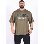 Bigsize - R.r. Quality 2805 Erkek Geniş Kalıp Sporcu Tişört - Fitness & Spor Giyim - Rahat Pamuklu Kumaş - XL - Yeşil