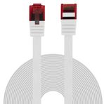 BIGtec 20 m düz bant ağ kablosu ara bağlantı kablosu Ethernet LAN DSL Patch Gigabit kablo beyaz (2x RJ-45 bağlantı, CAT5) 20 metre