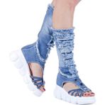 Bihamd Kadın Kot Spor Çizme Sandalet - Aqua Mavisi