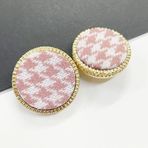 BIHOOA 10 pz18/23/25 MM beyaz pembe ekose yuvarlak kumaş düğmeleri kumaş düğmeleri kadife düğmeleri ile Metal kök ceket işleme giyim