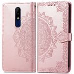 BIIULHCI Nokia 5.1 Plus için Telefon Kılıfı,Premium Deri Cüzdan Kart Yuvaları ve Kickstandlı Tam Kapak, Nokia 5.1 Plus için Kapaklı Koruyucu Kılıf Pembe