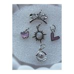 bijoux uniques 5 adet gümüş kaplama kolye ucu (kalp kutup yıldızı kelebek deniz kabuğu kurdele)