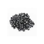 Bijumix Aksesuar 6mm 25 Gram (~155-175 Adet) Siyah Üzeri Beyaz Harf Küp Alfabe Kare Boncuk Takı Malzemesi