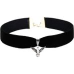BijuStore Siyah Renk Kadife Kadın Albatros Kuşu Choker Tasma Kolye - 35 cm