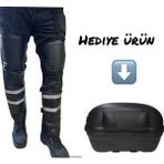 Bike Sky Diz & Bacak Koruma Deri Reflektorlu Yagmur & Ruzgar & Soguga Karsi Bike Sky (( Motosıklet Sırt Dayama Hedıyelı))