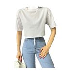 BİKELİFE Kadın Oversize Crop T-Shirt BEYAZ S