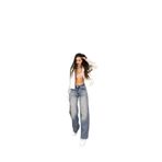 BİKELİFE Kadın Soluk Efekt Vintage Yüksek Bel Wide Leg Jeans gök mavi L/40