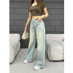 BİKELİFE Kadın Soluk Efekt Vintage Yüksek Bel Wide Leg Jeans soluk mavi M