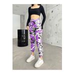 BİKELİFE Lila Kamuflaj Desen Kargo Cepli Gabardin Pantolon LİLA L