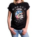 Biker T-Shirt Tişört Kadın - Motosiklet Kaskı ile Kafatası - Rock Oversize Üst Büyük Bedenler Siyah M