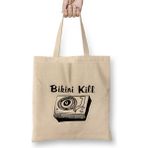 Bikini Kill Logo Bez Çanta Uzun Saplı - Açık Bej - 40 X 40