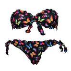 Bikinicolors kadın bikini kelebekleri, külot veya Brezilya ile fırfırlı bant, İtalya'da üretilmiştir, 03far, siyah, 03far XL 48 brasiliana ile (üstleri 48 kol M)