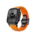 Bikordon Apple Watch Turuncu Ultra Uyumlu Aqualink Crava Black Akıllı Saat Kordon