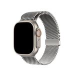 Bikordon Apple Watch Ultra Uyumlu Milano Loop Titanyum Gümüş Akıllı Saat Kordon