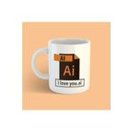 Bikutumutluluk BKM29791169 Grafik Tasarımcı Serisi I Love You Illustrator Kupa